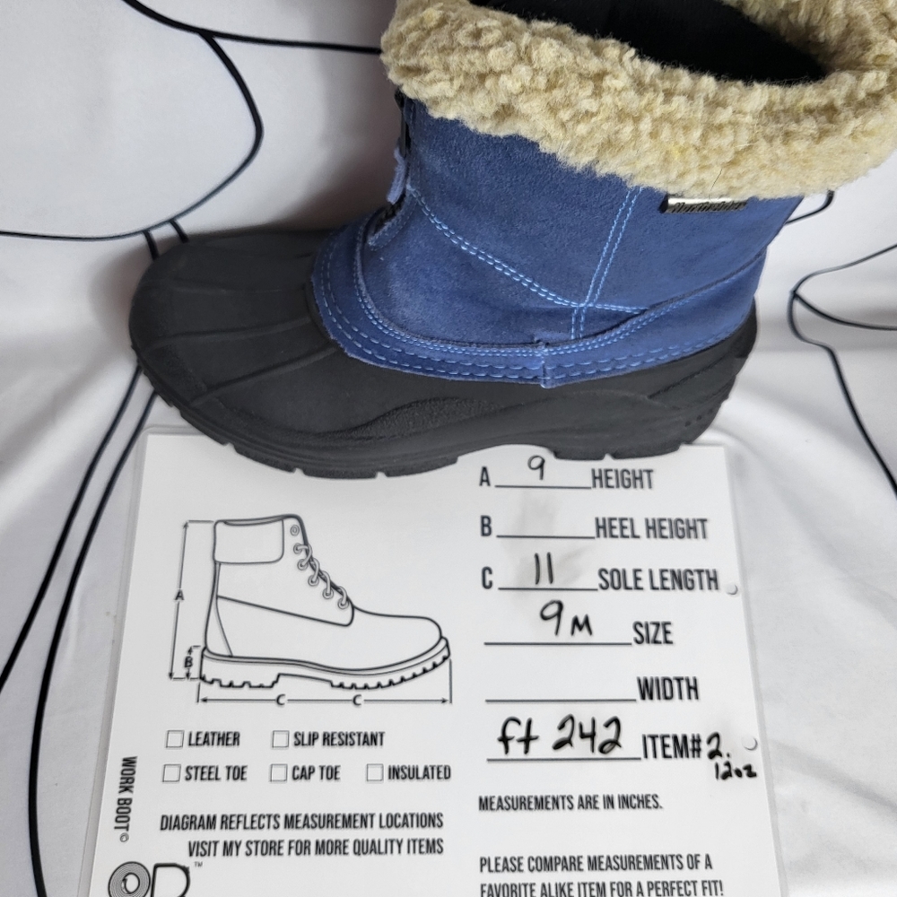 Northside ThermoLite Thin Insulation 9 Denim Blue Black Suede Zip Ankle Boots - Picture 9 of 9